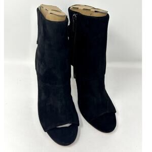 Vince Camuto Womens Camesha Suede Peep Toe Booties Shoes Black 7.5 Medium (B,M)